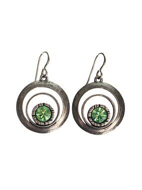 Signed & Dated 2004 Patricia Locke Retired Ringtone Orbit Peridot Earrings